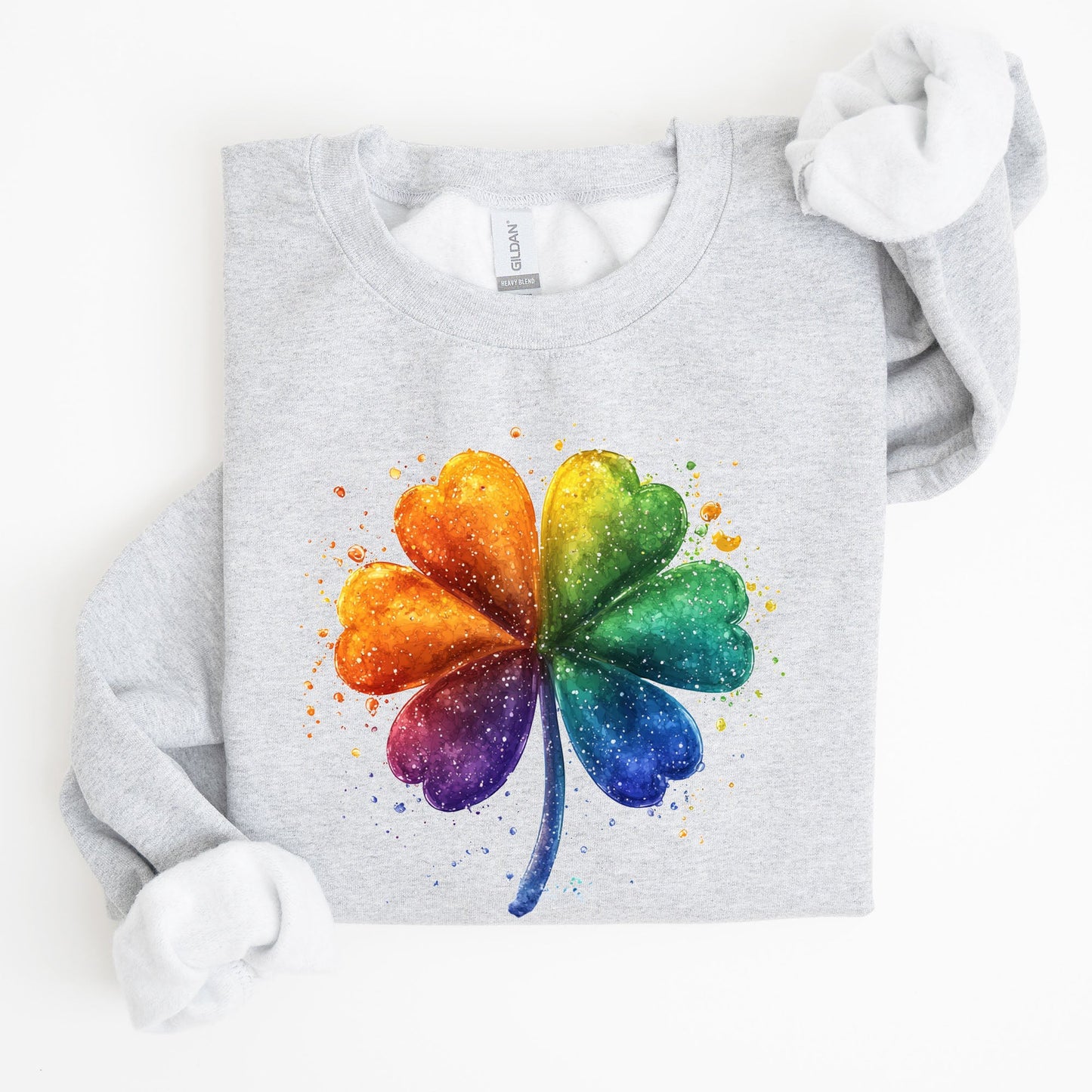 Watercolor Shamrock, St. Paddy's Day Clover, Lucky, Irish, Lucky Charm, St Patrick's Day Sweatshirt