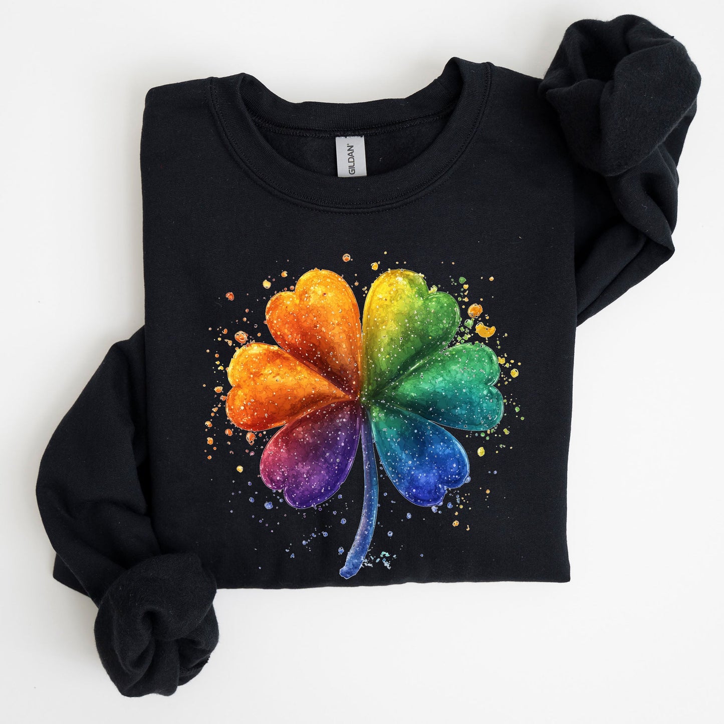 Watercolor Shamrock, St. Paddy's Day Clover, Lucky, Irish, Lucky Charm, St Patrick's Day Sweatshirt