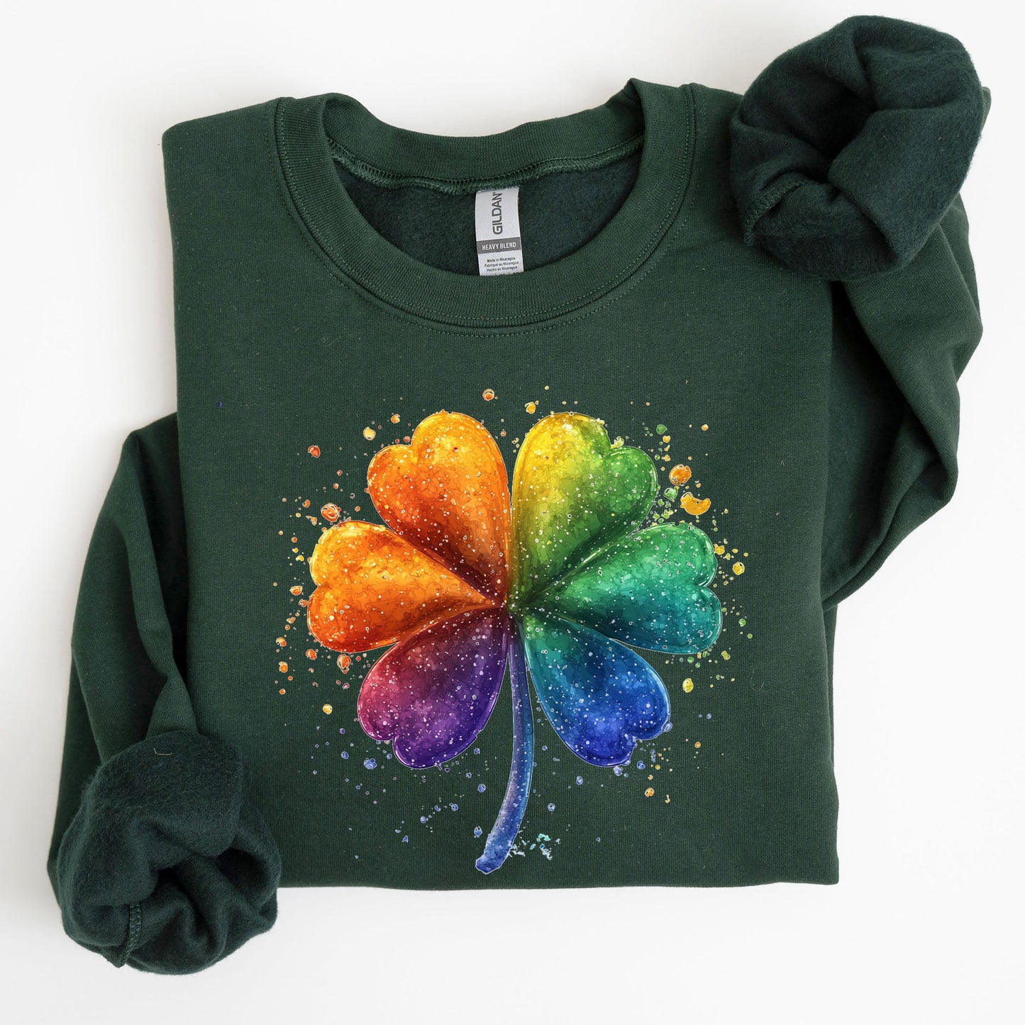 Watercolor Shamrock, St. Paddy's Day Clover, Lucky, Irish, Lucky Charm, St Patrick's Day Sweatshirt