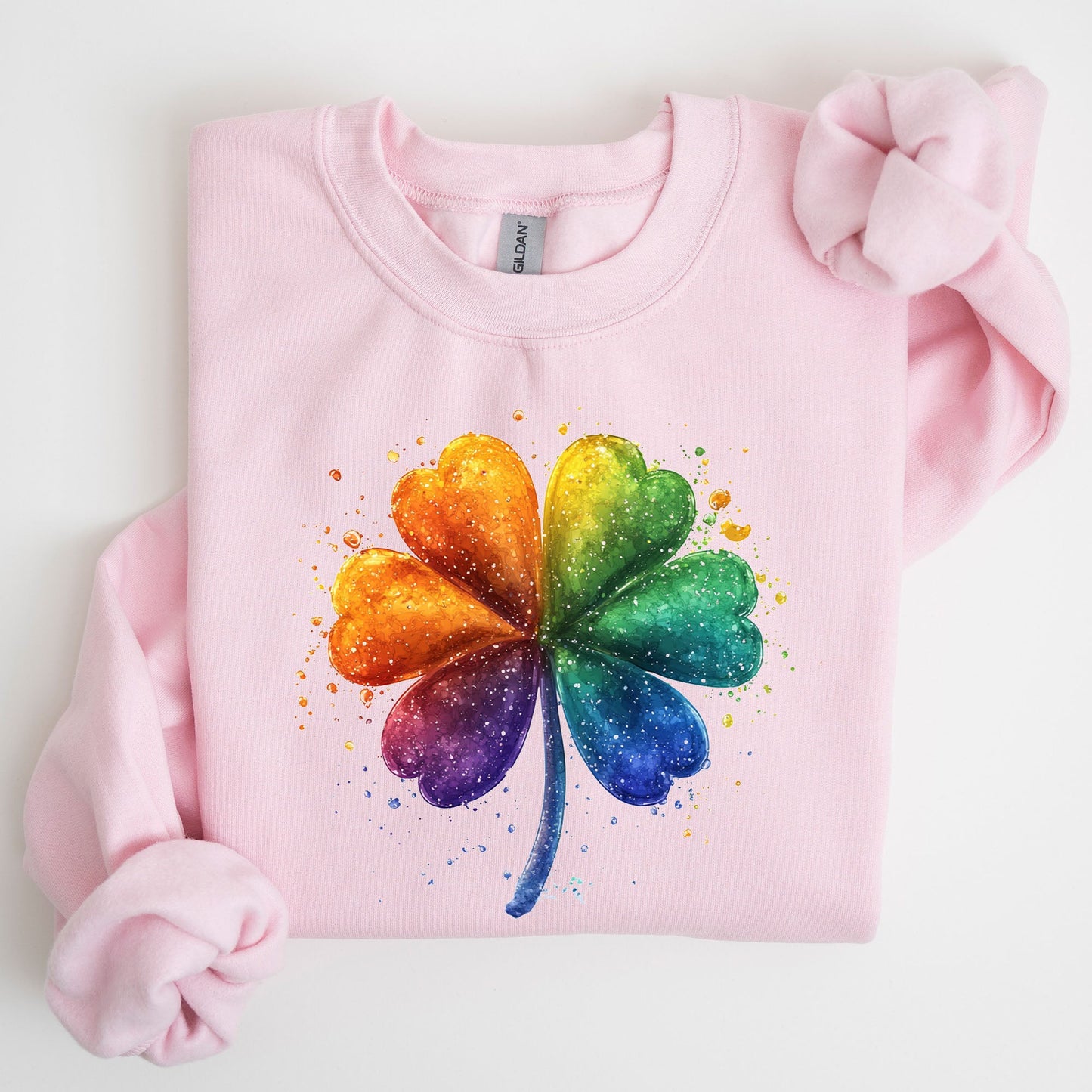 Watercolor Shamrock, St. Paddy's Day Clover, Lucky, Irish, Lucky Charm, St Patrick's Day Sweatshirt