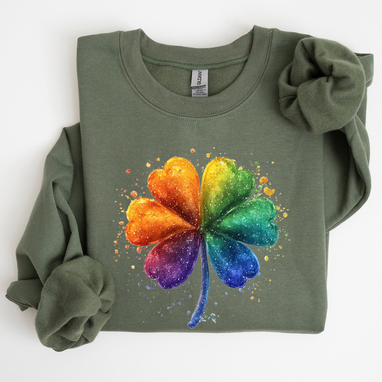 Watercolor Shamrock, St. Paddy's Day Clover, Lucky, Irish, Lucky Charm, St Patrick's Day Sweatshirt