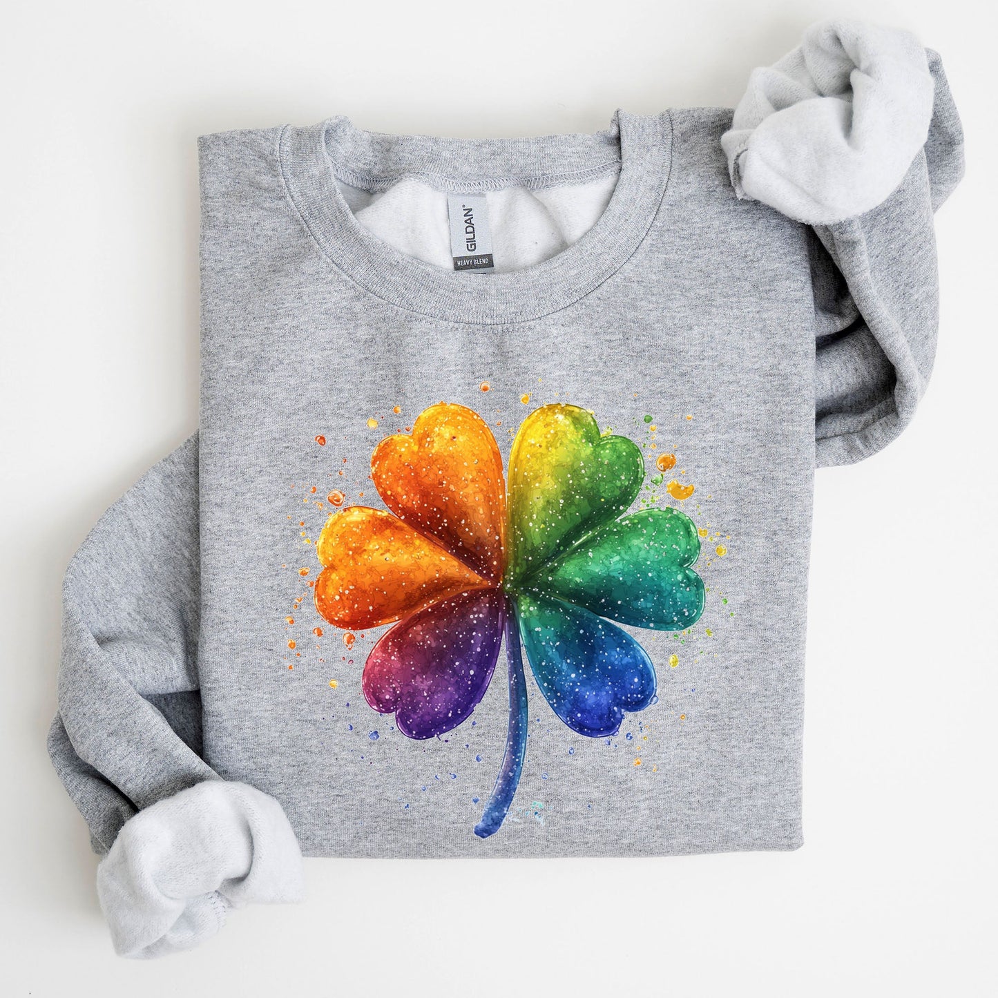 Watercolor Shamrock, St. Paddy's Day Clover, Lucky, Irish, Lucky Charm, St Patrick's Day Sweatshirt
