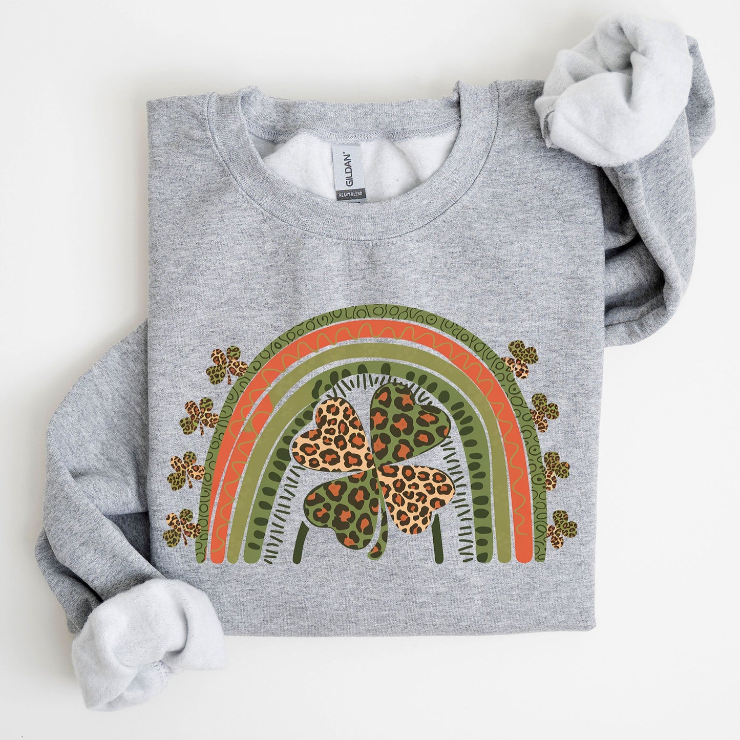 Leopard Rainbow, Shamrock, St. Paddy's Day, Clover, Lucky, Irish, Lucky Charm, St Patrick's Day Sweatshirt
