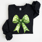 Vintage Coquette, Bow, Shamrock, Clover, Lucky, Retro, Lucky, Irish, Lucky Charm, St Patrick's Day Sweatshirt