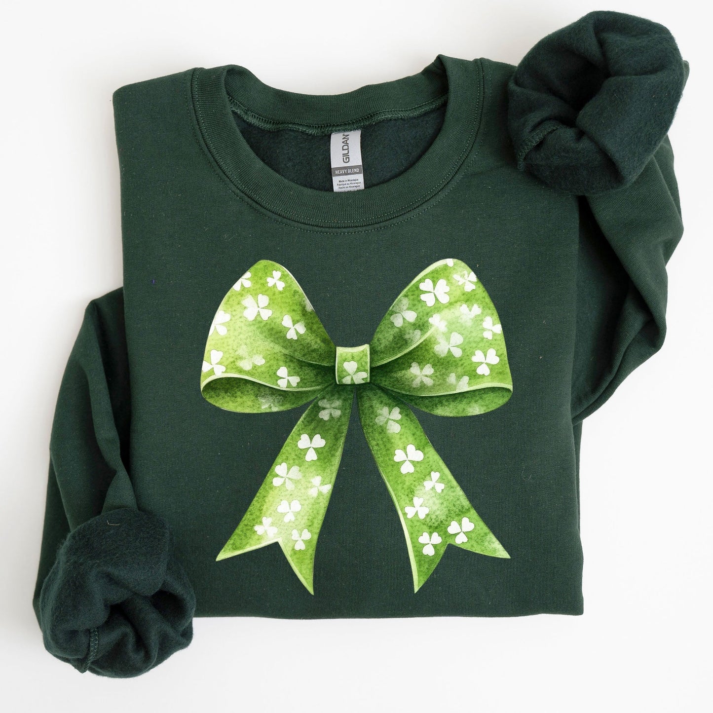 Vintage Coquette, Bow, Shamrock, Clover, Lucky, Retro, Lucky, Irish, Lucky Charm, St Patrick's Day Sweatshirt