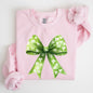 Vintage Coquette, Bow, Shamrock, Clover, Lucky, Retro, Lucky, Irish, Lucky Charm, St Patrick's Day Sweatshirt