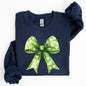 Vintage Coquette, Bow, Shamrock, Clover, Lucky, Retro, Lucky, Irish, Lucky Charm, St Patrick's Day Sweatshirt