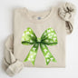 Vintage Coquette, Bow, Shamrock, Clover, Lucky, Retro, Lucky, Irish, Lucky Charm, St Patrick's Day Sweatshirt