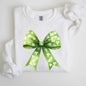 Vintage Coquette, Bow, Shamrock, Clover, Lucky, Retro, Lucky, Irish, Lucky Charm, St Patrick's Day Sweatshirt