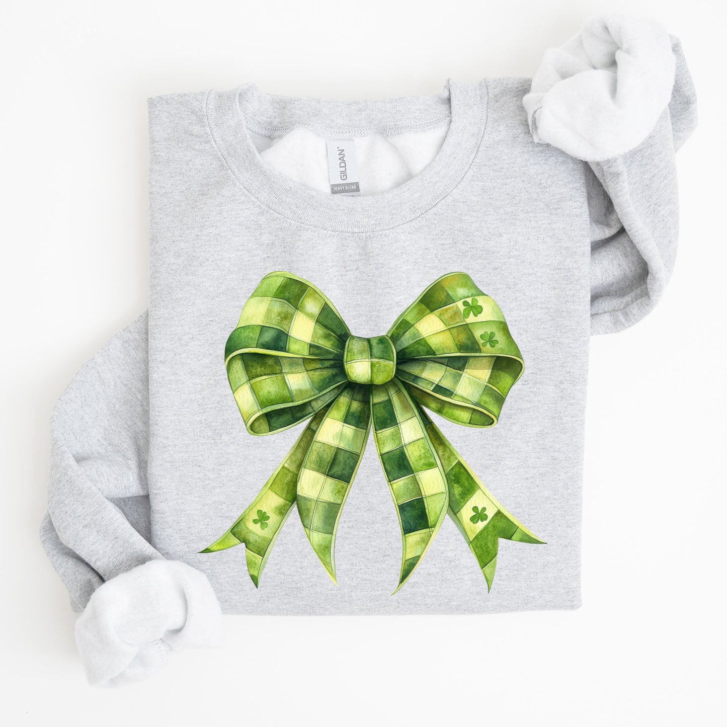 Checkered Coquette, Bow, Shamrock, Clover, Lucky, Retro, Lucky, Irish, Lucky Charm, St Patrick's Day Sweatshirt