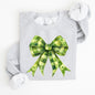 Checkered Coquette, Bow, Shamrock, Clover, Lucky, Retro, Lucky, Irish, Lucky Charm, St Patrick's Day Sweatshirt