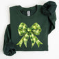 Checkered Coquette, Bow, Shamrock, Clover, Lucky, Retro, Lucky, Irish, Lucky Charm, St Patrick's Day Sweatshirt