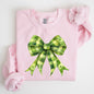 Checkered Coquette, Bow, Shamrock, Clover, Lucky, Retro, Lucky, Irish, Lucky Charm, St Patrick's Day Sweatshirt