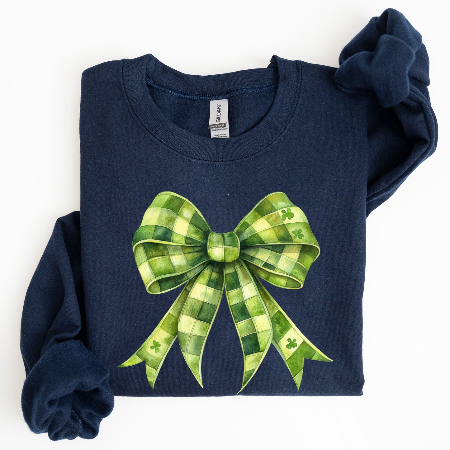 Checkered Coquette, Bow, Shamrock, Clover, Lucky, Retro, Lucky, Irish, Lucky Charm, St Patrick's Day Sweatshirt