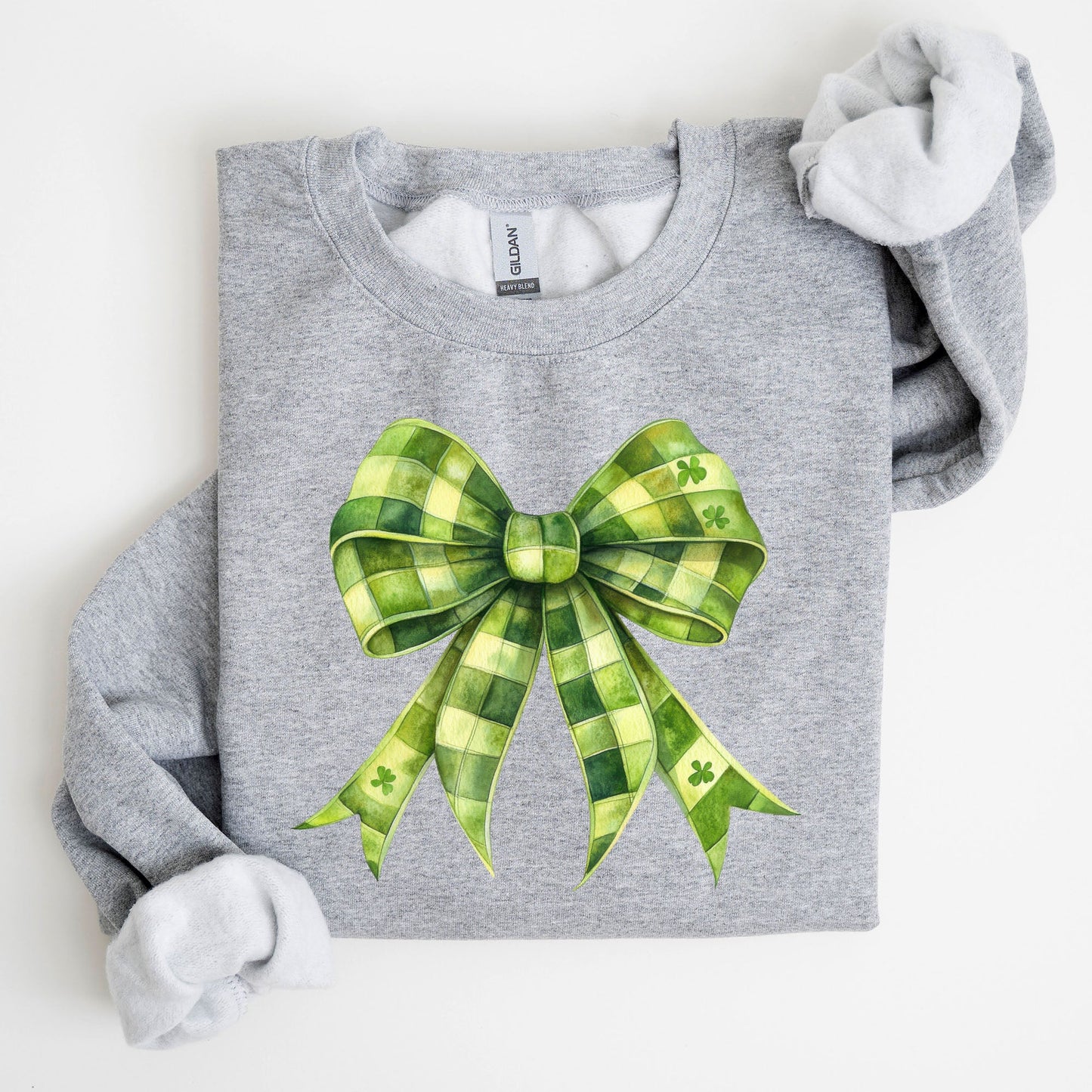 Checkered Coquette, Bow, Shamrock, Clover, Lucky, Retro, Lucky, Irish, Lucky Charm, St Patrick's Day Sweatshirt
