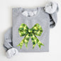 Checkered Coquette, Bow, Shamrock, Clover, Lucky, Retro, Lucky, Irish, Lucky Charm, St Patrick's Day Sweatshirt