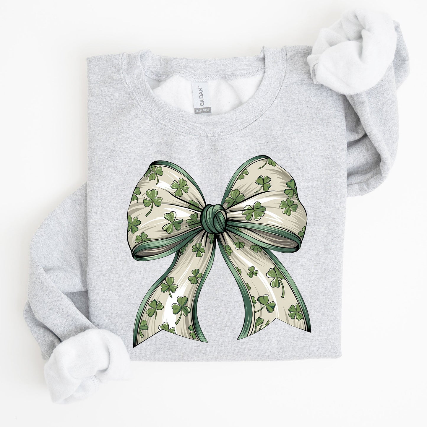 Coquette, Lucky, Bow, Shamrock, Clover, Irish, Lucky Charm, St Patrick's Day Sweatshirt