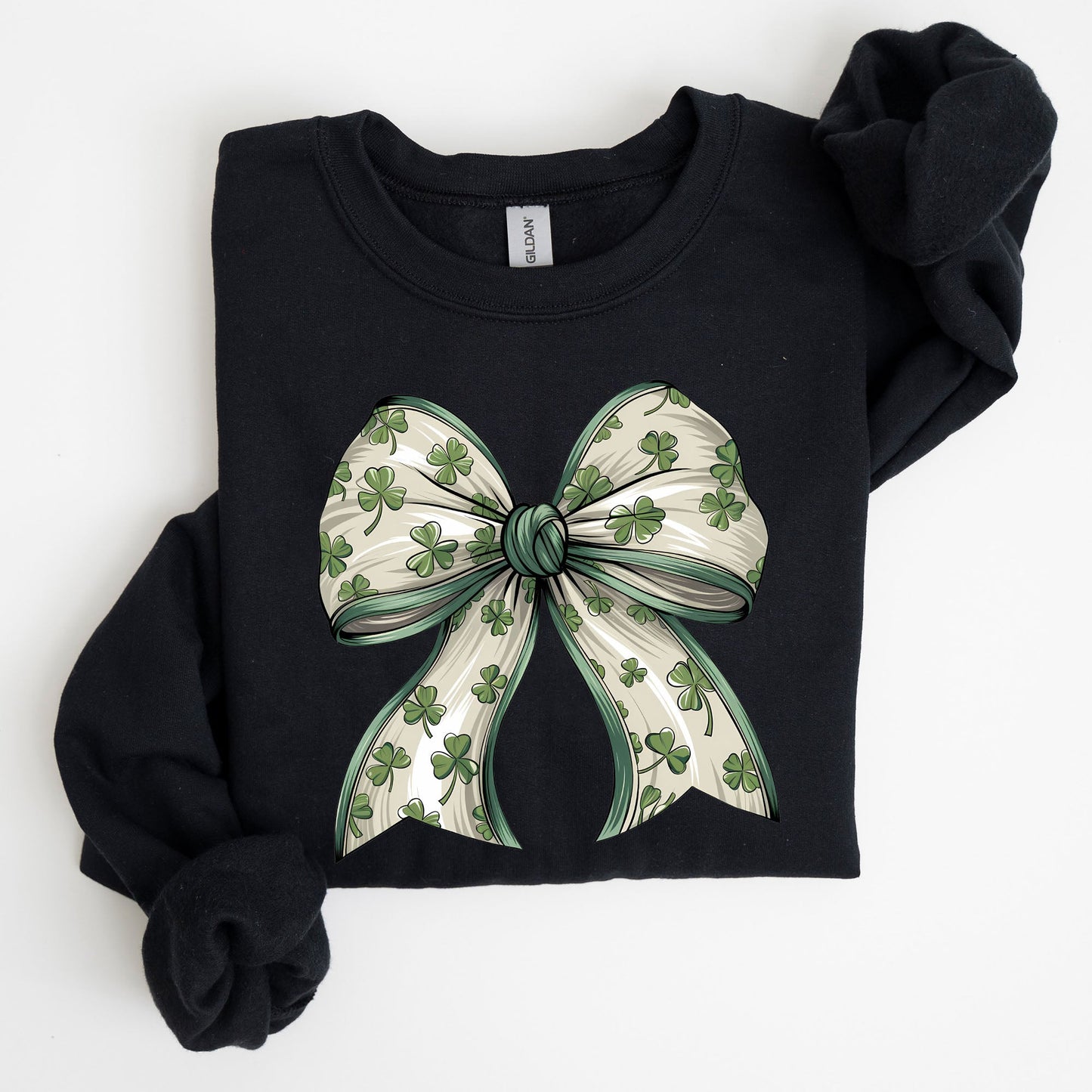 Coquette, Lucky, Bow, Shamrock, Clover, Irish, Lucky Charm, St Patrick's Day Sweatshirt