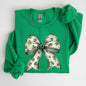 Coquette, Lucky, Bow, Shamrock, Clover, Irish, Lucky Charm, St Patrick's Day Sweatshirt