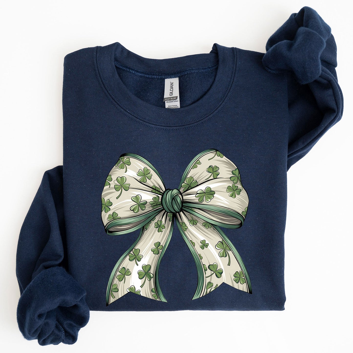 Coquette, Lucky, Bow, Shamrock, Clover, Irish, Lucky Charm, St Patrick's Day Sweatshirt