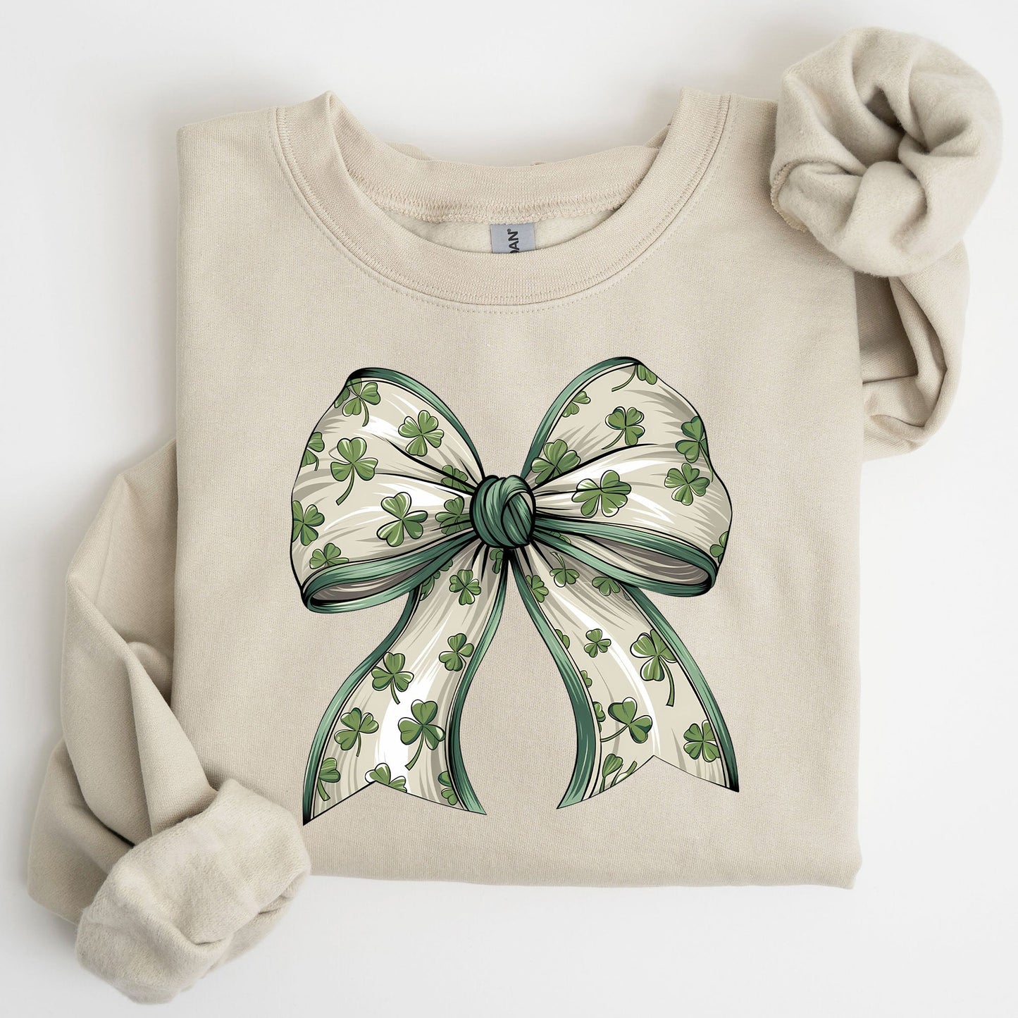 Coquette, Lucky, Bow, Shamrock, Clover, Irish, Lucky Charm, St Patrick's Day Sweatshirt