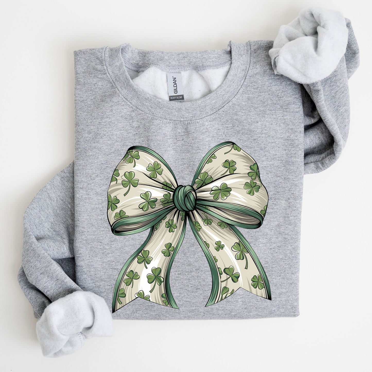 Coquette, Lucky, Bow, Shamrock, Clover, Irish, Lucky Charm, St Patrick's Day Sweatshirt