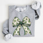 Coquette, Lucky, Bow, Shamrock, Clover, Irish, Lucky Charm, St Patrick's Day Sweatshirt