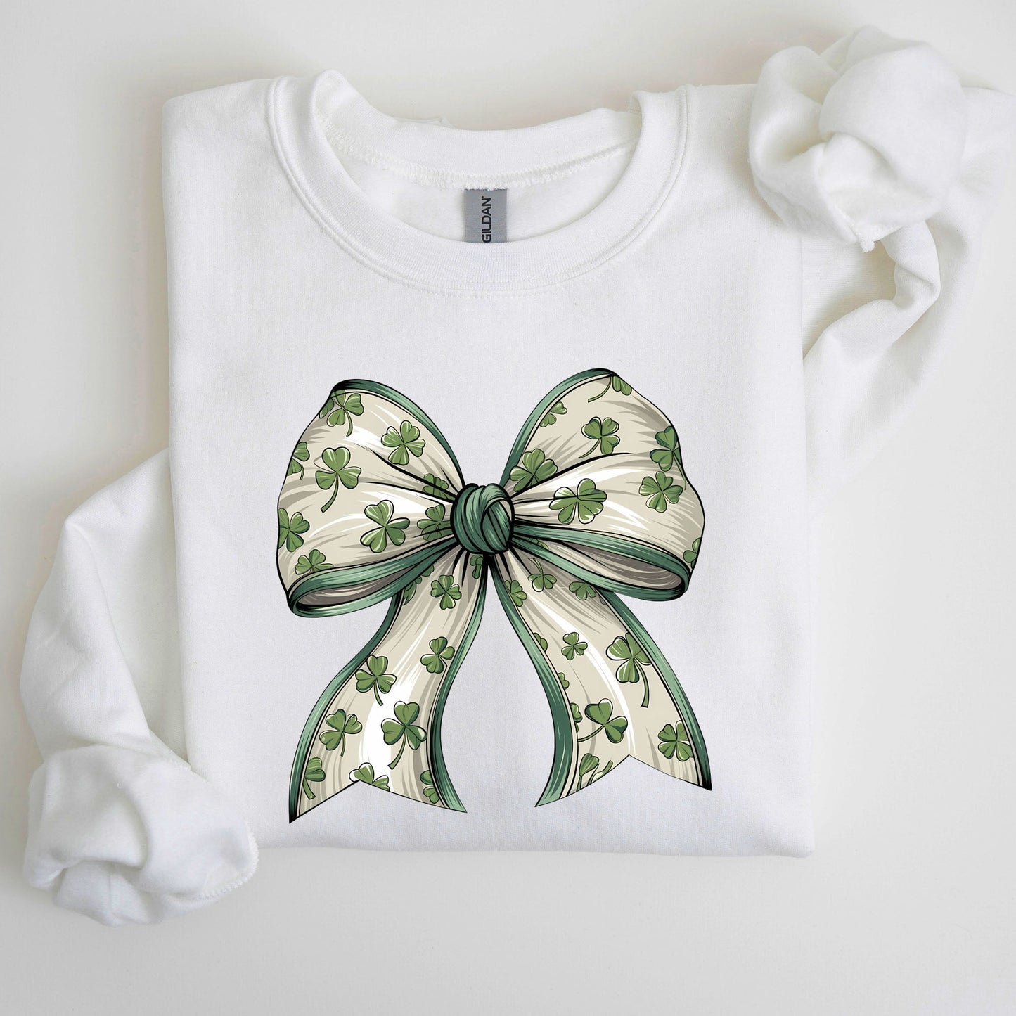 Coquette, Lucky, Bow, Shamrock, Clover, Irish, Lucky Charm, St Patrick's Day Sweatshirt