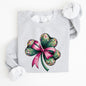 Coquette, Disco Ball, Bow, Shamrock, Clover, Irish, Lucky, Lucky Charm, St Patrick's Day Sweatshirt