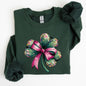 Coquette, Disco Ball, Bow, Shamrock, Clover, Irish, Lucky, Lucky Charm, St Patrick's Day Sweatshirt