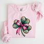 Coquette, Disco Ball, Bow, Shamrock, Clover, Irish, Lucky, Lucky Charm, St Patrick's Day Sweatshirt