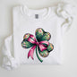 Coquette, Disco Ball, Bow, Shamrock, Clover, Irish, Lucky, Lucky Charm, St Patrick's Day Sweatshirt