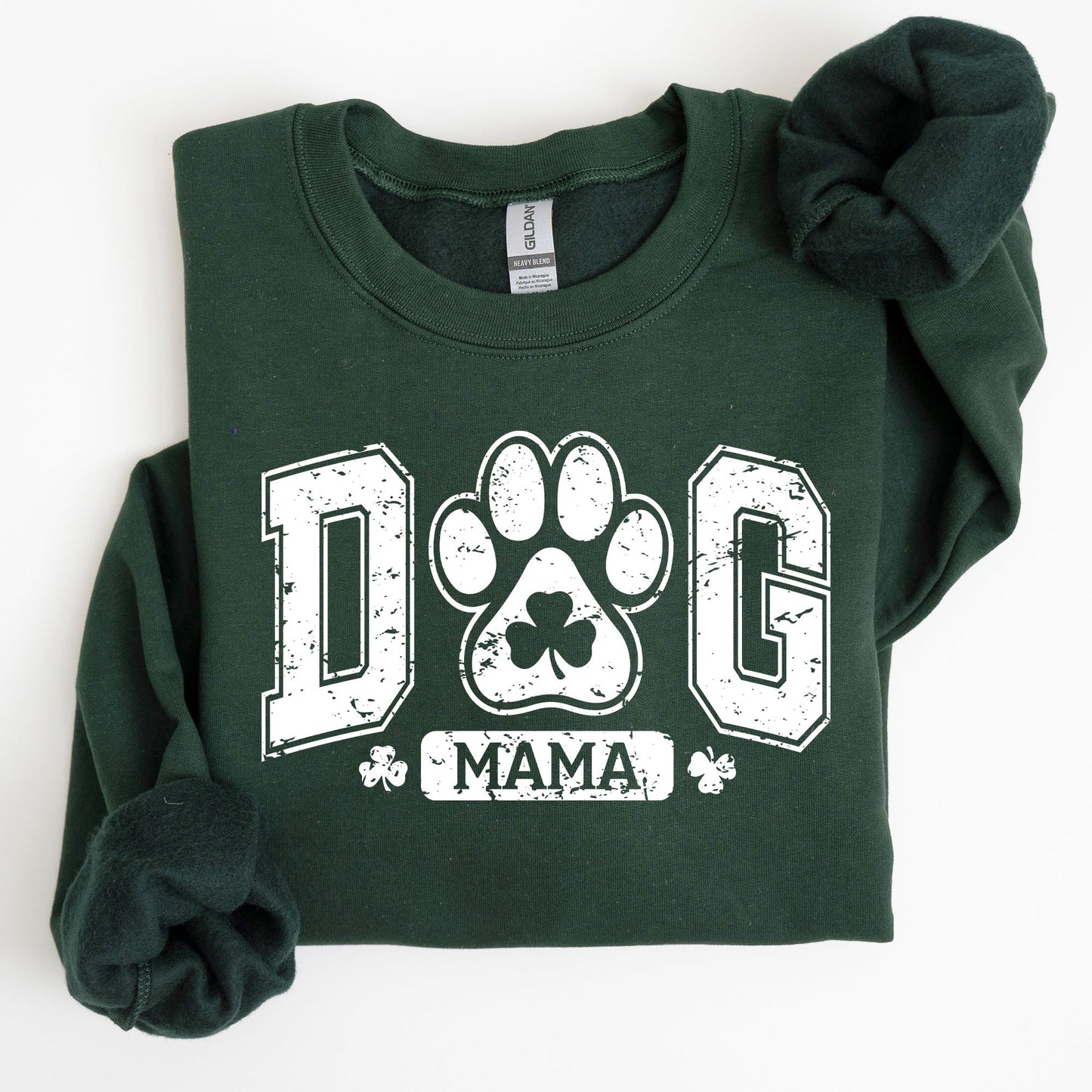 Dog Mama, Coquette, Bow, Shamrock, Clover, Irish, Lucky, Lucky Charm, St Patrick's Day Sweatshirt