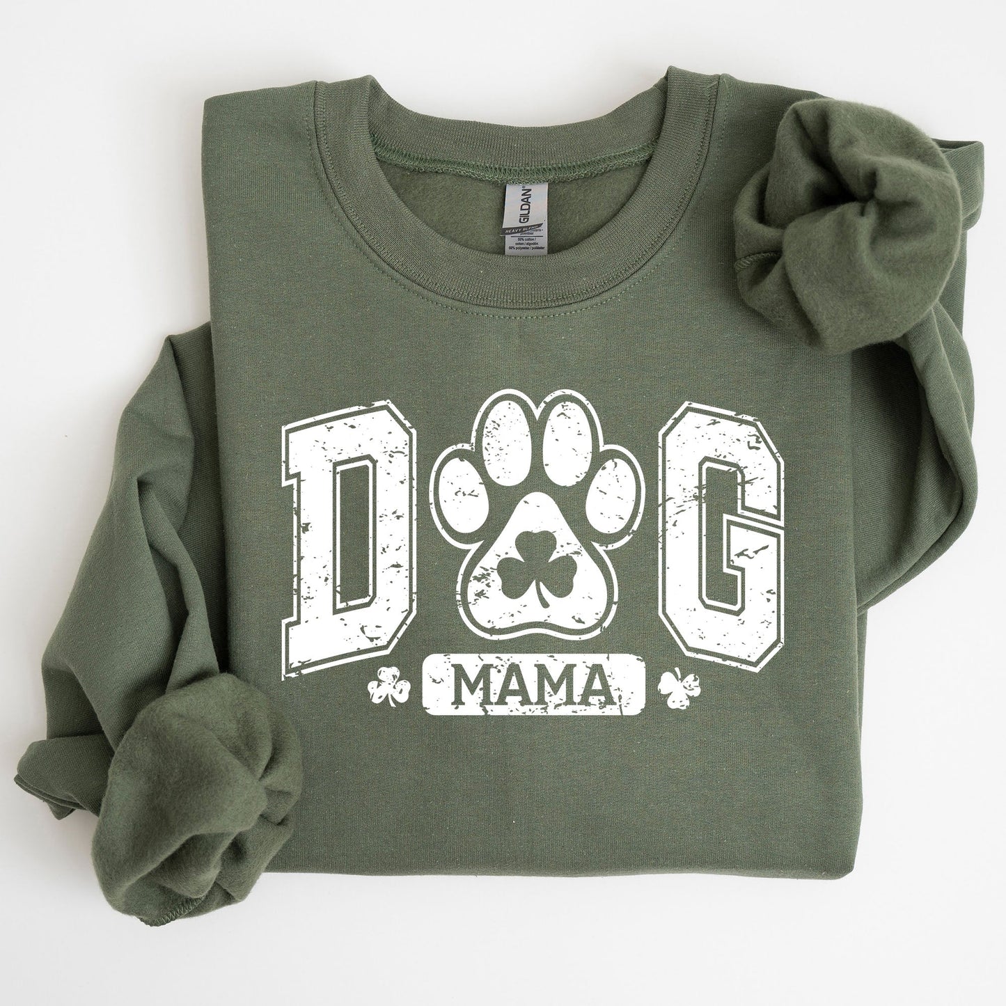Dog Mama, Coquette, Bow, Shamrock, Clover, Irish, Lucky, Lucky Charm, St Patrick's Day Sweatshirt