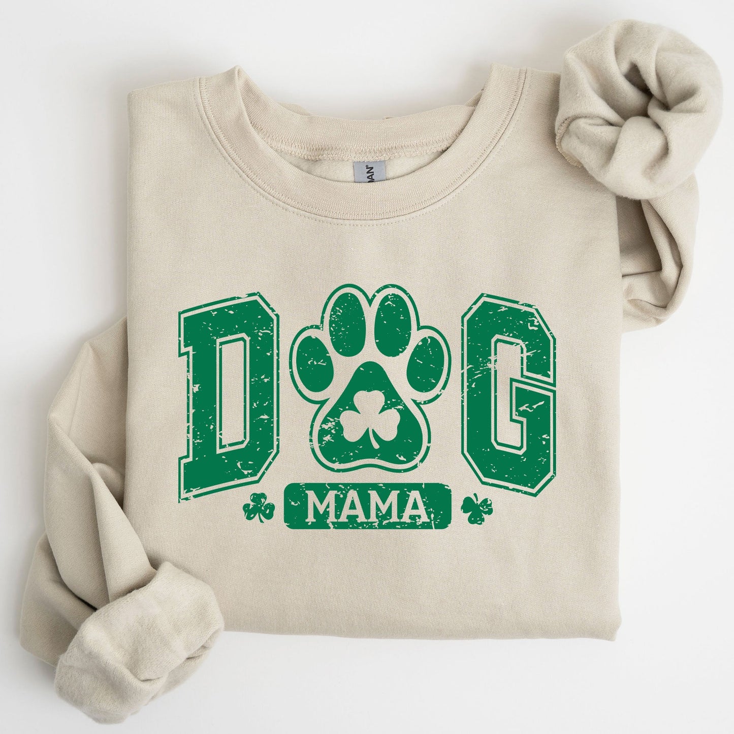 Dog Mama, Coquette, Bow, Shamrock, Clover, Irish, Lucky, Lucky Charm, St Patrick's Day Sweatshirt