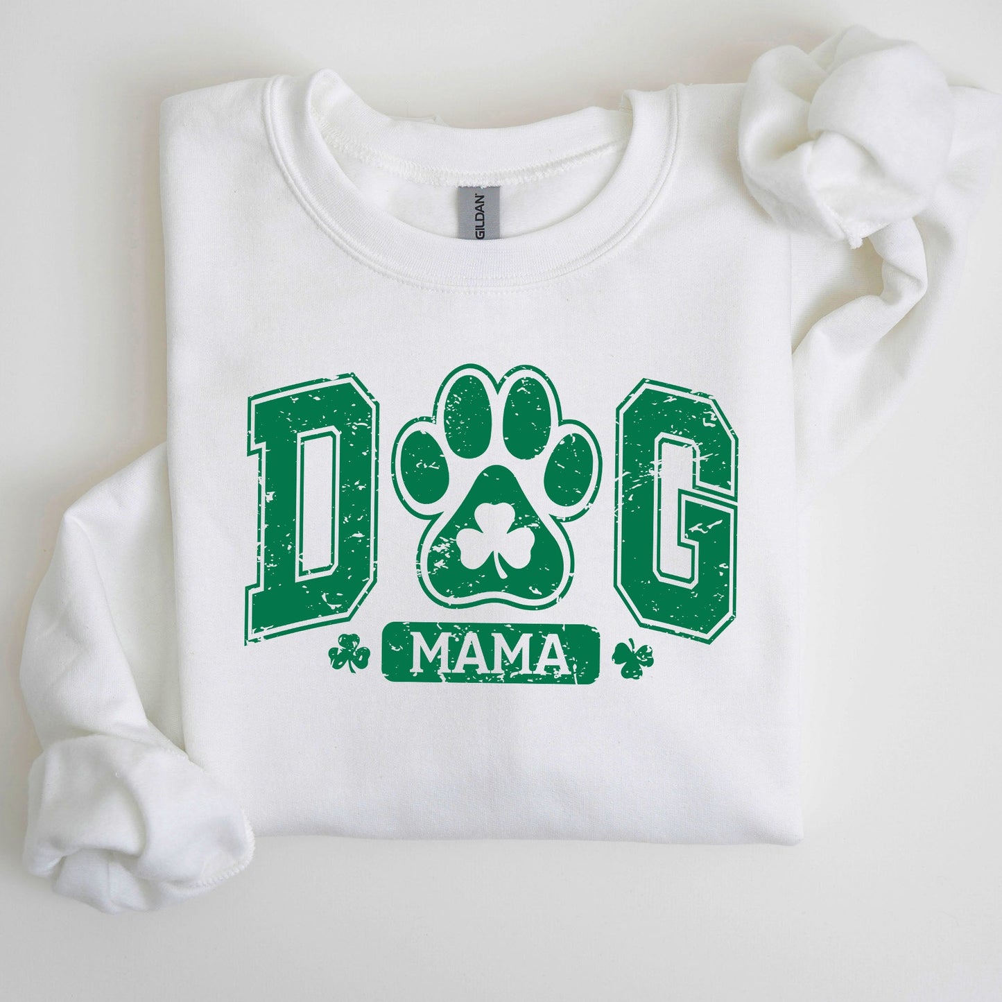 Dog Mama, Coquette, Bow, Shamrock, Clover, Irish, Lucky, Lucky Charm, St Patrick's Day Sweatshirt