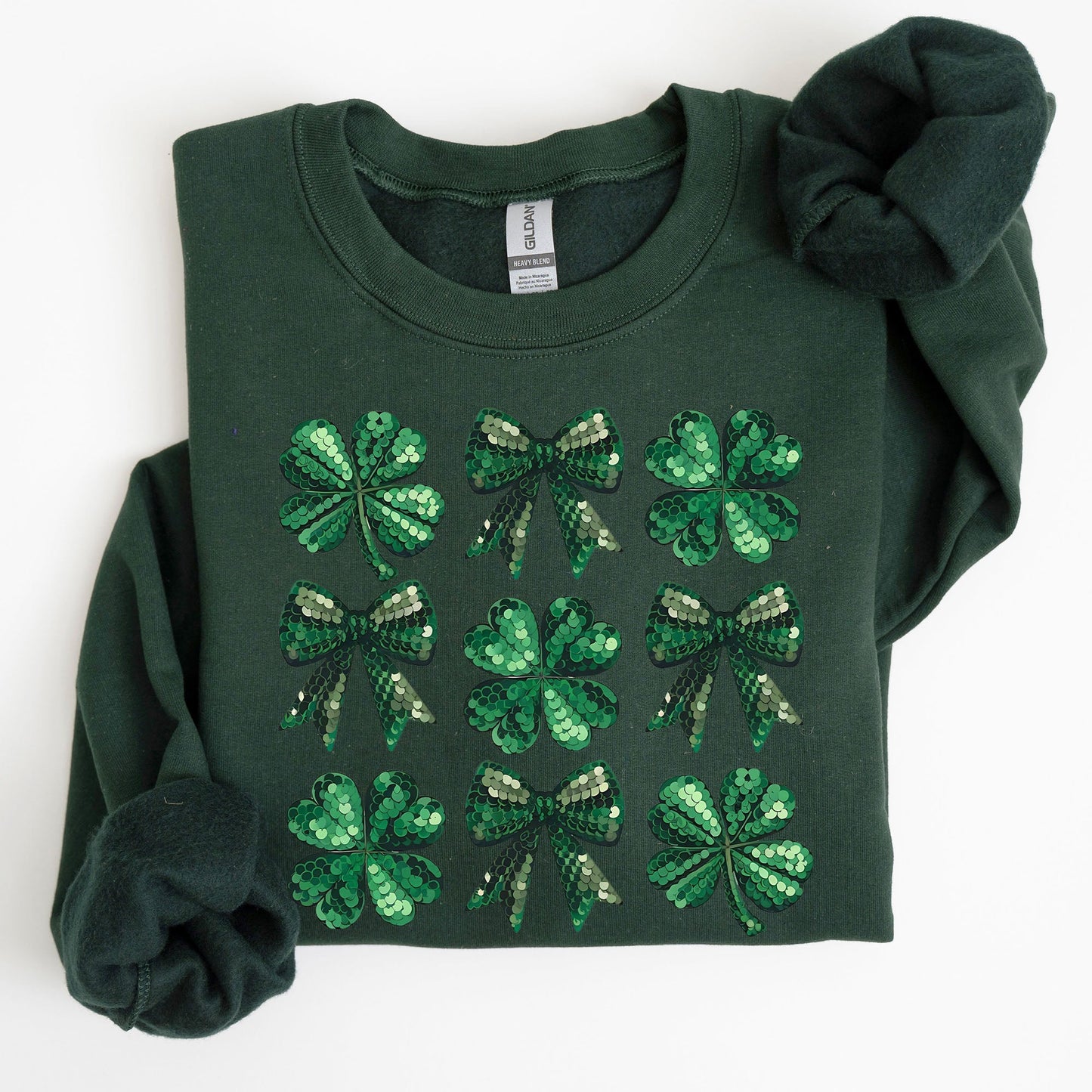 Sequin Style Shamrock, Clover, Irish, Lucky, St. Paddy's Day, Lucky Charm, St Patrick's Day Sweatshirt