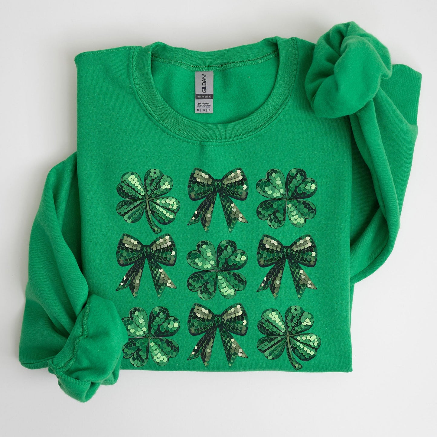 Sequin Style Shamrock, Clover, Irish, Lucky, St. Paddy's Day, Lucky Charm, St Patrick's Day Sweatshirt