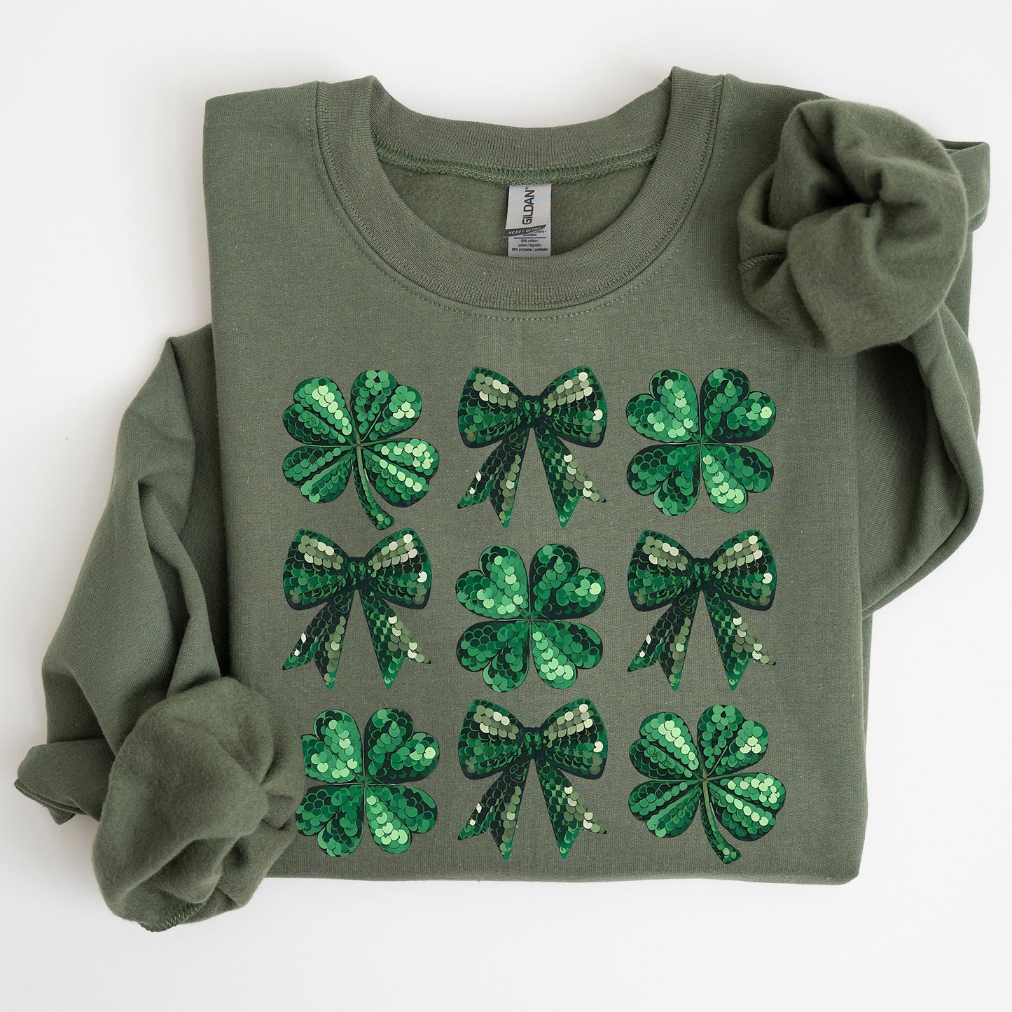 Sequin Style Shamrock, Clover, Irish, Lucky, St. Paddy's Day, Lucky Charm, St Patrick's Day Sweatshirt