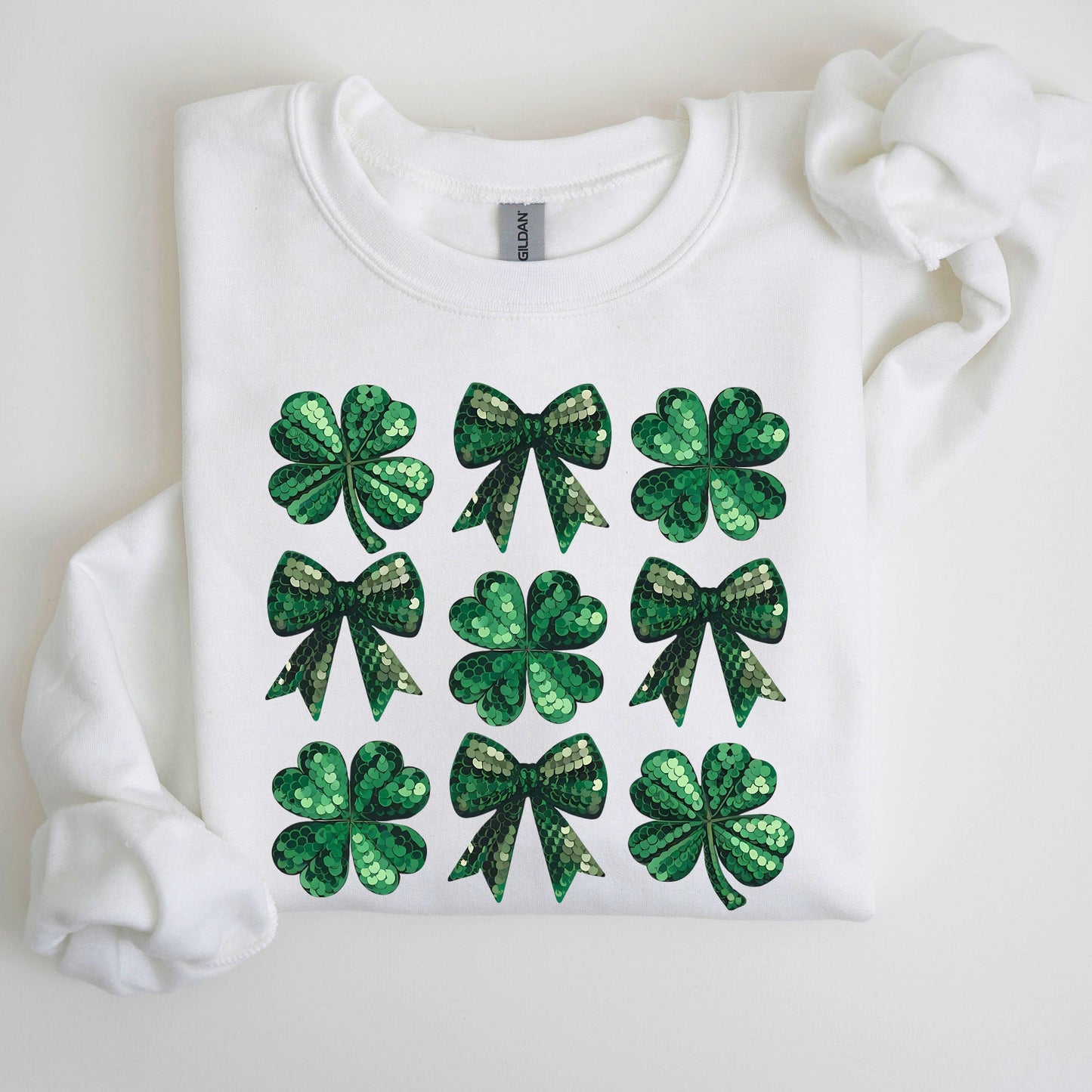 Sequin Style Shamrock, Clover, Irish, Lucky, St. Paddy's Day, Lucky Charm, St Patrick's Day Sweatshirt