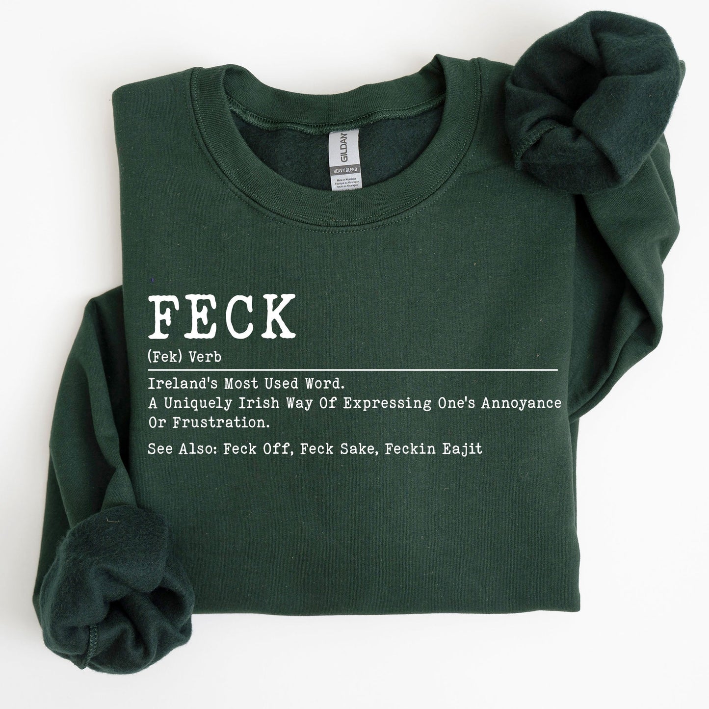 Feck Definition, Funny, Irish, Lucky, St. Paddy's Day, Clover, Shamrock, Lucky Charm, St Patrick's Day Sweatshirt