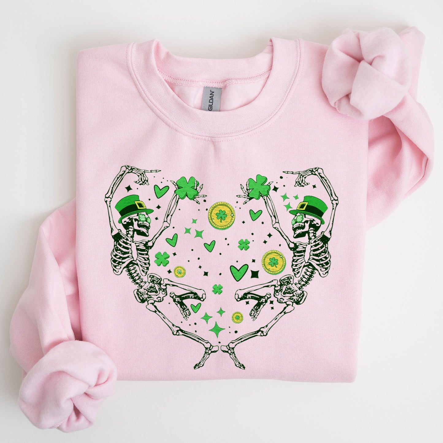 Dancing Skeletons, Irish, Lucky, St. Paddy's Day, Clover, Shamrock, Lucky Charm, St Patrick's Day Sweatshirt