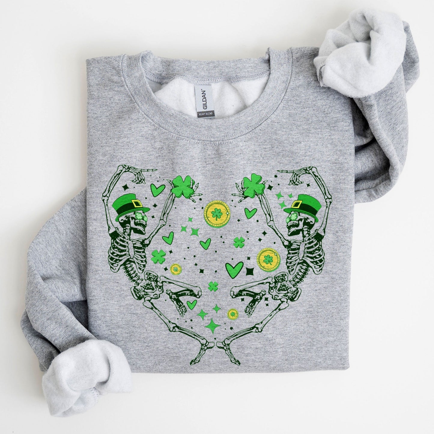 Dancing Skeletons, Irish, Lucky, St. Paddy's Day, Clover, Shamrock, Lucky Charm, St Patrick's Day Sweatshirt