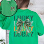 Lucky, St. Paddy's Day, Front and Back, Clover, Shamrock, Lucky Charm, St Patrick's Day Sweatshirt