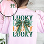 Lucky, St. Paddy's Day, Front and Back, Clover, Shamrock, Lucky Charm, St Patrick's Day Sweatshirt