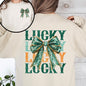 Lucky, St. Paddy's Day, Front and Back, Clover, Shamrock, Lucky Charm, St Patrick's Day Sweatshirt