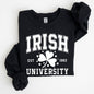 Irish University, Lucky, St. Paddy's Day, Coquette, Bow, Clover, Shamrock, Irish, Lucky Charm, St Patrick's Day Sweatshirt