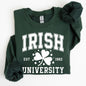 Irish University, Lucky, St. Paddy's Day, Coquette, Bow, Clover, Shamrock, Irish, Lucky Charm, St Patrick's Day Sweatshirt