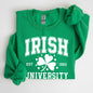 Irish University, Lucky, St. Paddy's Day, Coquette, Bow, Clover, Shamrock, Irish, Lucky Charm, St Patrick's Day Sweatshirt