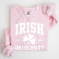 Irish University, Lucky, St. Paddy's Day, Coquette, Bow, Clover, Shamrock, Irish, Lucky Charm, St Patrick's Day Sweatshirt